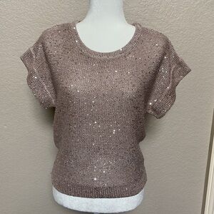 Beautiful Pink and Silver Sweater with silver sequins, size S, WD-NY Brand. NWT